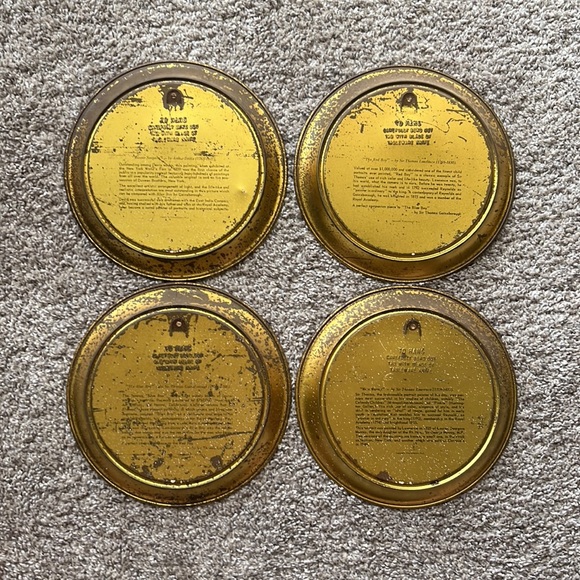Set of 4 Vintage Tin Plates by Fabcraft - Picture 2 of 10